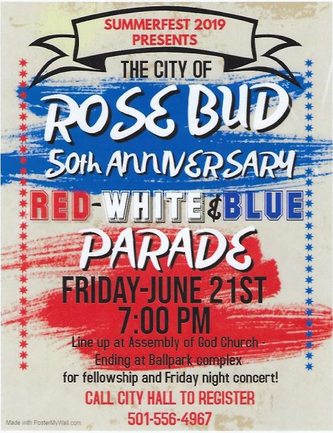 Rose Bud 50th Anniversary Parade Flyer