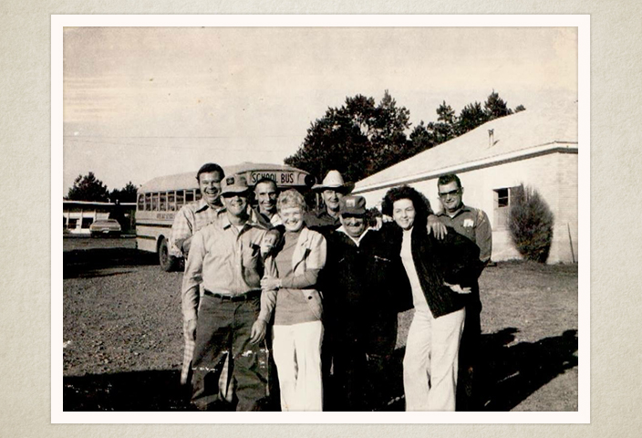 Rosebud school bus drivers 1974-75 taken in school yard